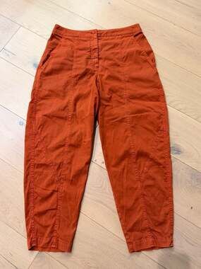 OSKA Rust Orange Cotton Blend Tapered Cropped Trousers